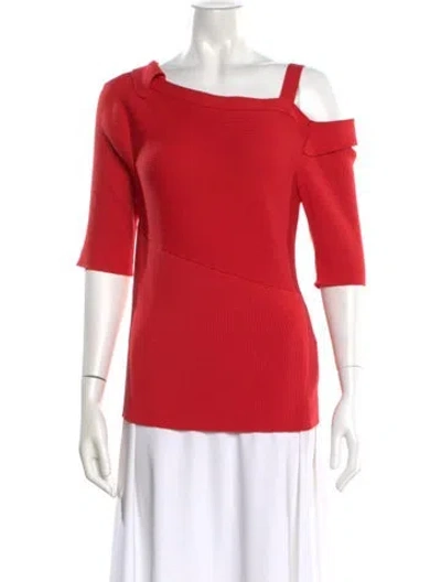 Pre-owned Adeam Asymmetrical Three-quarter Sleeve Top In Red