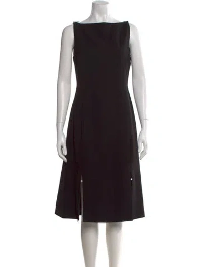 Pre-owned Adeam Bateau Neckline Midi Length Dress In Black
