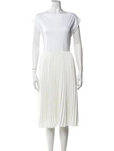 Pre-owned Adeam Bateau Neckline Midi Length Dress W/ Tags In White