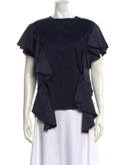 Pre-owned Adeam Bateau Neckline Short Sleeve Blouse In Blue