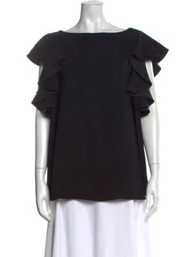 Pre-owned Adeam Bateau Neckline Short Sleeve Top In Black