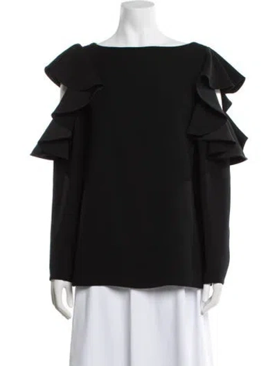 Pre-owned Adeam Bateau Neckline Short Sleeve Top In Black