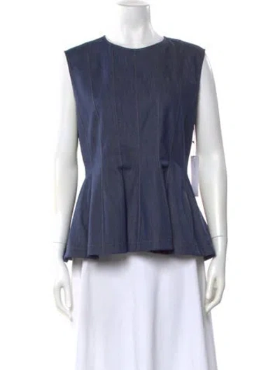 Pre-owned Adeam Bateau Neckline Sleeveless Blouse W/ Tags In Blue