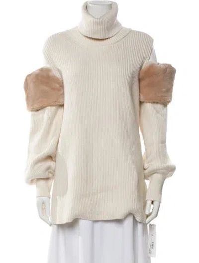 Pre-owned Adeam Colorblock Pattern Turtleneck Sweater W/ Tags In Neutral
