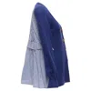 Adeam Cotton Blend Gingham Ruffle Back Side Tie Cardigan Sweater In Blue