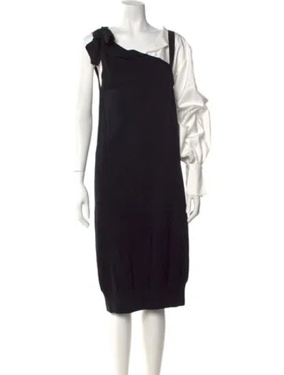 Pre-owned Adeam Cowl Neck Midi Length Dress W/ Tags In Black