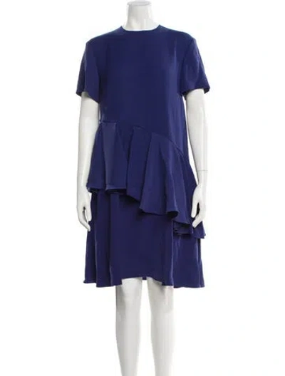 Pre-owned Adeam Crew Neck Knee-length Dress In Blue