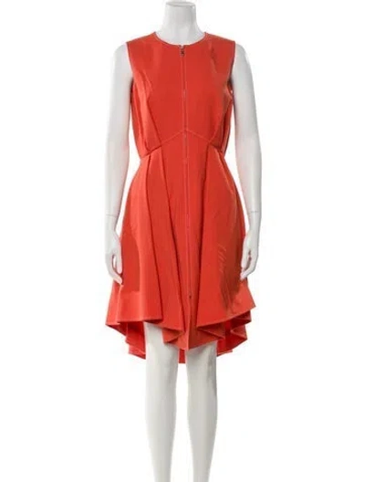 Pre-owned Adeam Crew Neck Knee-length Dress W/ Tags In Orange