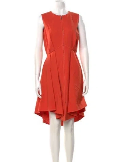 Pre-owned Adeam Crew Neck Knee-length Dress W/ Tags In Orange