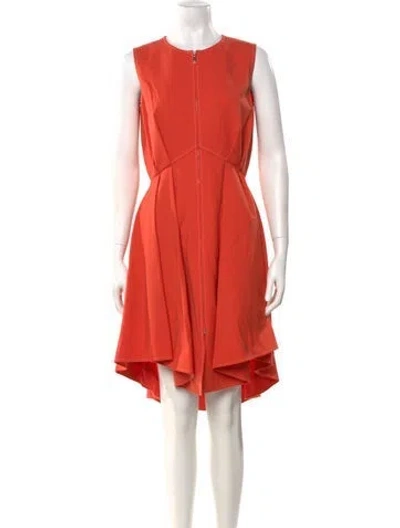 Pre-owned Adeam Crew Neck Knee-length Dress W/ Tags In Orange