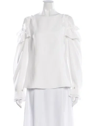 Pre-owned Adeam Crew Neck Long Sleeve Blouse In White