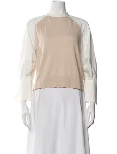 Pre-owned Adeam Crew Neck Long Sleeve Top In Neutral
