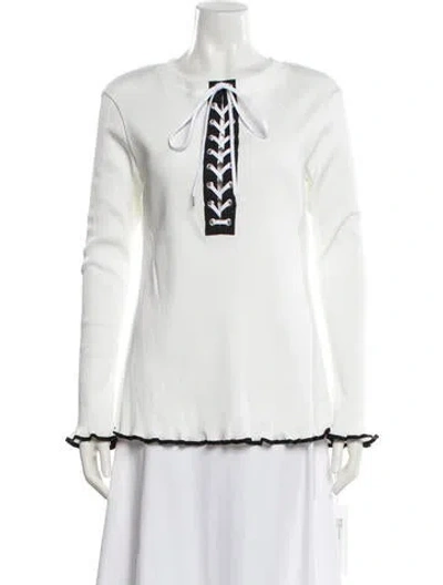 Pre-owned Adeam Crew Neck Long Sleeve Top In White