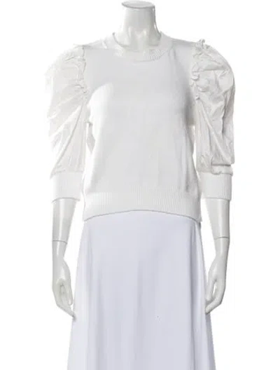 Pre-owned Adeam Crew Neck Long Sleeve Top In White