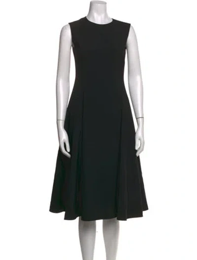 Pre-owned Adeam Crew Neck Midi Length Dress In Black