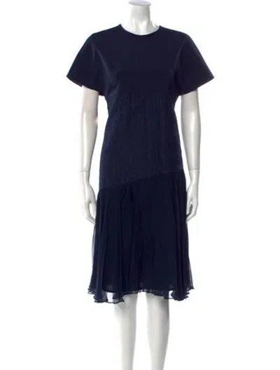 Pre-owned Adeam Crew Neck Midi Length Dress In Blue
