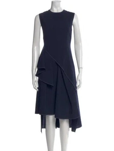 Pre-owned Adeam Crew Neck Midi Length Dress In Blue