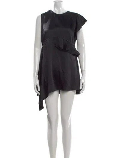 Pre-owned Adeam Crew Neck Mini Dress In Black