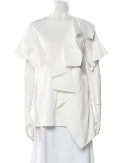 Pre-owned Adeam Crew Neck Short Sleeve Blouse In White