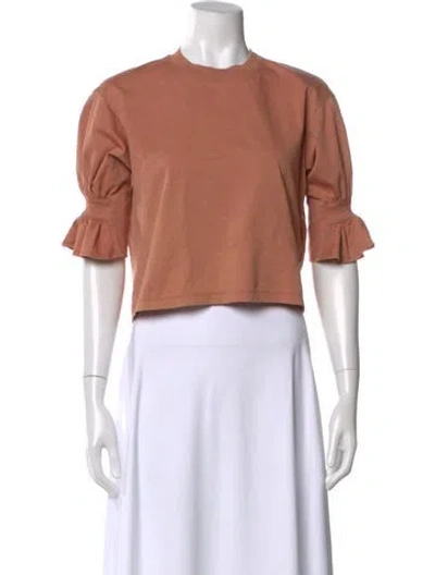 Pre-owned Adeam Crew Neck Short Sleeve Crop Top In Pink