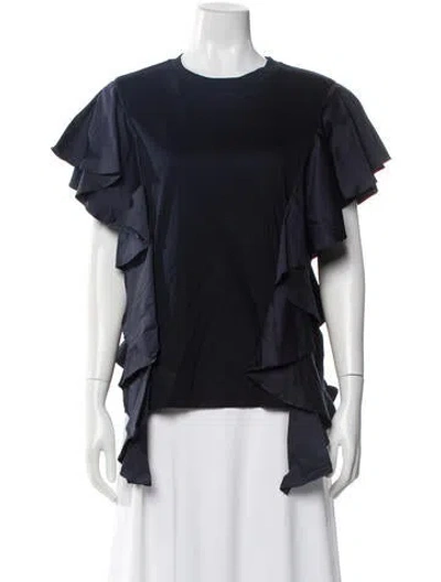 Pre-owned Adeam Crew Neck Short Sleeve Top W/ Tags In Blue