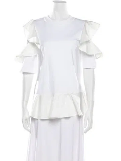Pre-owned Adeam Crew Neck Short Sleeve Top In White