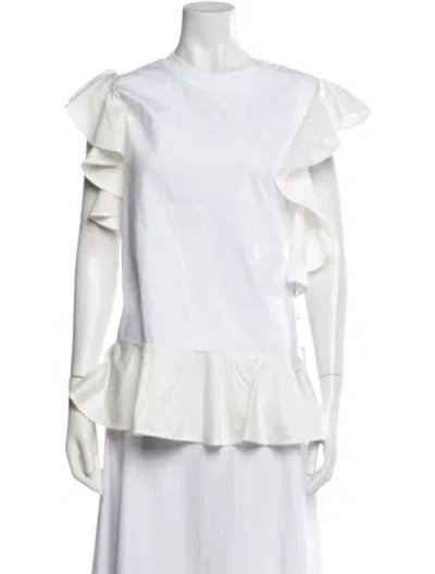Pre-owned Adeam Crew Neck Short Sleeve Top In White