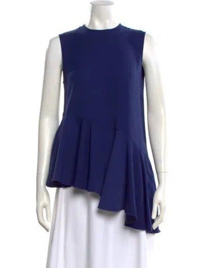 Pre-owned Adeam Crew Neck Sleeveless Blouse In Blue