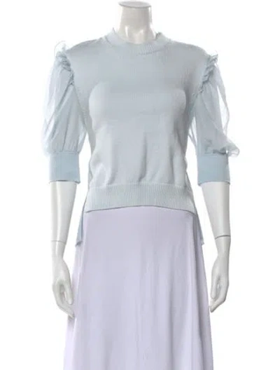 Pre-owned Adeam Crew Neck Three-quarter Sleeve Top In Blue