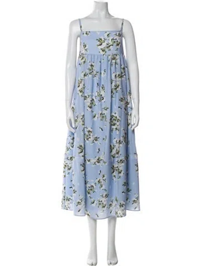 Pre-owned Adeam Floral Print Long Dress In Blue