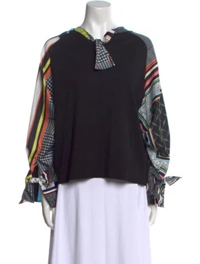 Pre-owned Adeam Graphic Print V-neck Sweatshirt In Black