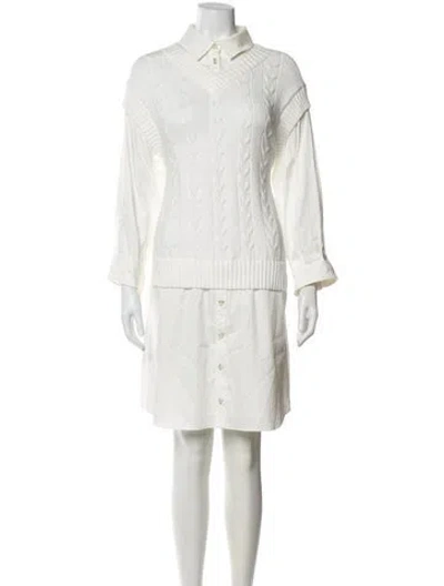 Pre-owned Adeam Knee-length Dress In White