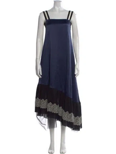 Pre-owned Adeam Lace Pattern Long Dress In Blue
