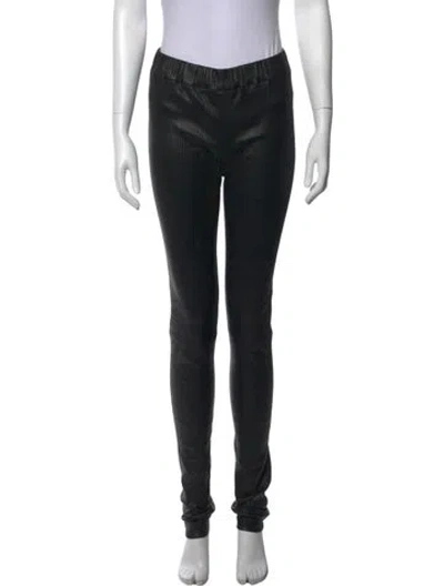 Pre-owned Adeam Lambskin Skinny Leg Pants In Black
