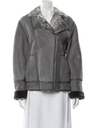 Pre-owned Adeam Leather Biker Jacket W/ Tags In Gray