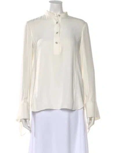Pre-owned Adeam Long Sleeve Blouse In White