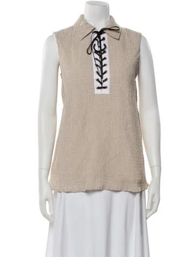 Pre-owned Adeam Long Sleeve Button-up Top In Neutral