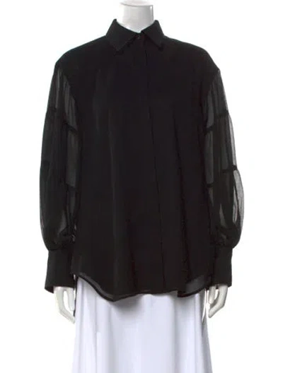 Pre-owned Adeam Long Sleeve Button-up Top W/ Tags In Black