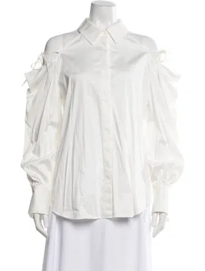 Pre-owned Adeam Long Sleeve Button-up Top W/ Tags In White