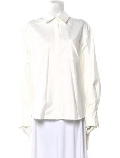 Pre-owned Adeam Long Sleeve Button-up Top In White