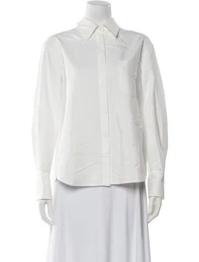 Pre-owned Adeam Long Sleeve Button-up Top In White
