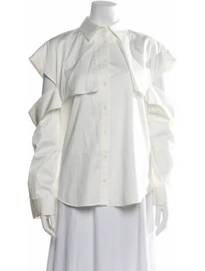 Pre-owned Adeam Long Sleeve Button-up Top In White