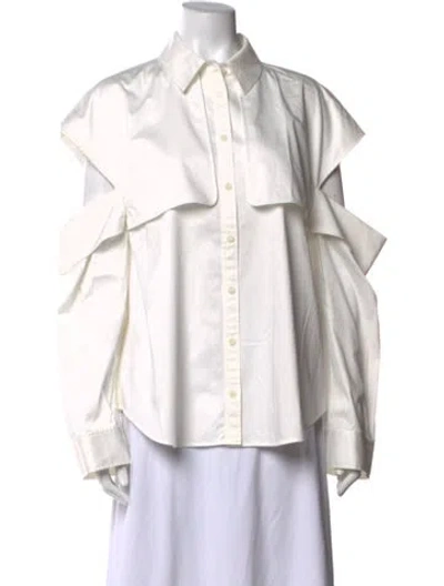 Pre-owned Adeam Long Sleeve Button-up Top In White