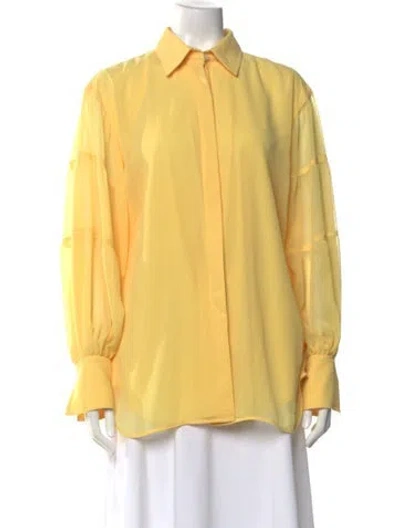 Pre-owned Adeam Long Sleeve Button-up Top In Yellow