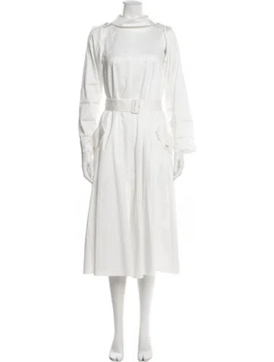 Pre-owned Adeam Midi Length Dress In White