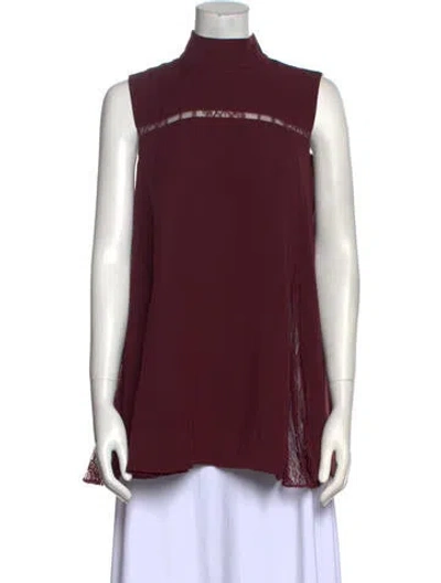 Pre-owned Adeam Mock Neck Sleeveless Blouse In Red