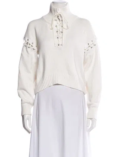 Pre-owned Adeam Mock Neck Sweater In White