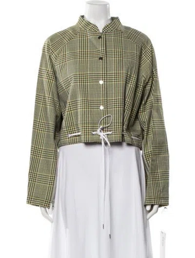 Pre-owned Adeam Nylon Plaid Print Jacket In Green
