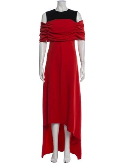 Pre-owned Adeam Off-the-shoulder Long Dress In Red