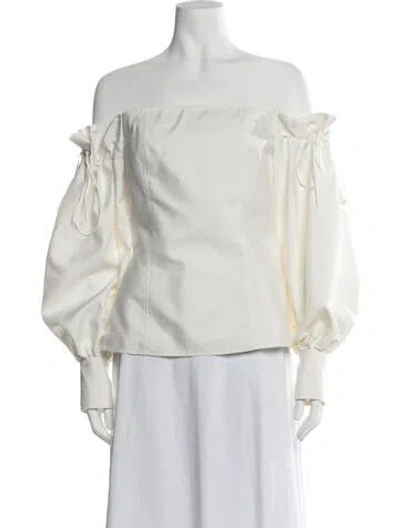 Pre-owned Adeam Off-the-shoulder Long Sleeve Blouse In Neutrals